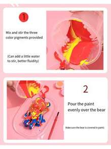 Fluid Bear Keychain, White Board With Doodle Paint Material Kit, Creative DIY Toy - Multicolor - View 6
