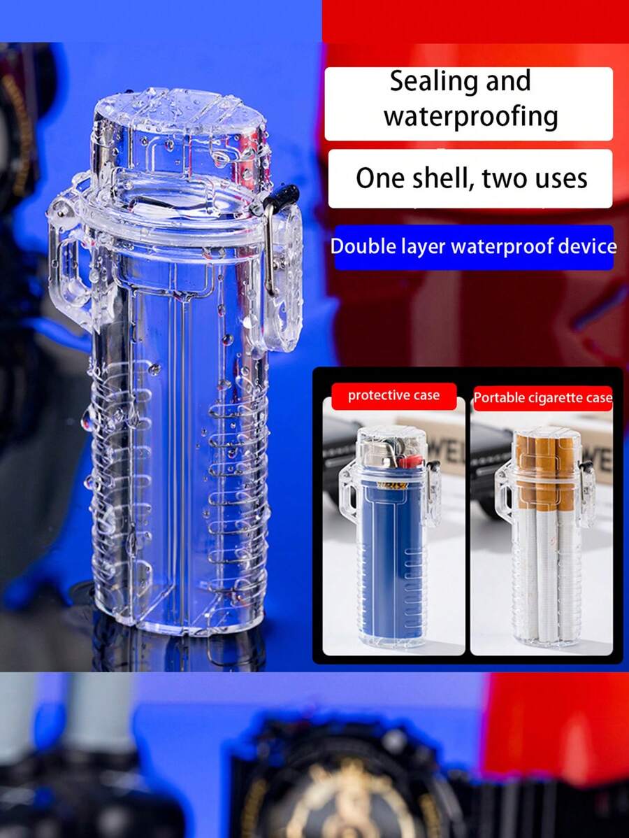 1 件多功能透明防水烟盒打火机支架（兼容 Bic J6 打火机），批发创意礼品，多种颜色，时尚百搭 Y2k