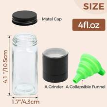 24Pcs 4oz Glass Spice Jars With Metal Lids, 93 Labels, A Handy Funnel, A Pepper Grinder, Shaker Cap, Empty Spice Containers And Square Spice Bottles For Kitchen And Seasoning - Multicolor(多色) - 查看 5