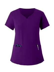 Women's Stretchy Running Maternity Scrubs Uniform, Breathable Anti-Pilling Material Pocketed Top & Pants Set For Nurse/Doctor/Hand-Washing Service
