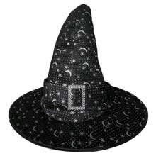 Black  Hat With Stars And Moon Silver Velvet - 彩色 - 查看 3