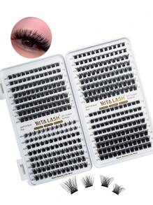RITALASH RITALASH 384PCS 4 Style Cluster Lashes Book Individual Lashes Clusters Eyelash Extensions False Eyelashes DIY Wispy Fluffy Lash Extension Kit Reusable False Eyelashes Natural Look Mix 10-16mm
