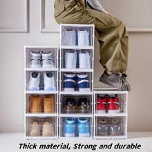 Lifevilion 3/6-Tier Foldable Shoe Rack Organizer Thickened Clear Collapsible  Shoes Storage Box Stackable Dustproof High-Top Cabinet Shoes Rack Shelf - 白色 - 查看 5