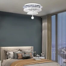 Moderno K9 cristal gota de lluvia candelabro iluminación para comedor, baño, dormitorio, sala de estar, empotrado LED candelabro (cristal de techo 3) - Color de cromo - Ver 3