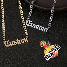 复古荣耀：定制链式项链，带有您的古董英文名字，1 件时尚、秋季时尚、复古、中性、老钱、西方、野性、哥特、朋克定制、个性化、独特理想礼物，适合他/她、男朋友、女朋友、爸爸、妈妈、家人、朋友、宠物、儿子、女儿、祖父母，适合周年纪念日、情人节、母亲节、生日、毕业典礼、父亲节、婚礼、日常穿着、派对、舞会 - 金色的 - 查看 1