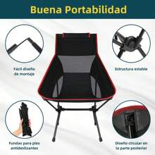 2 Sillas Plegable Camping Portátil Sillas de Campismo para Adultos Ligera Impermeable Exterior Silla de Playa de Lona Adecuado para Camping,Playa,Viajes,Jardín - Negro - Ver 7