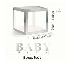 Baby Transparent Decorative Box With Letters, Birthday Party Decorations - White - View 2