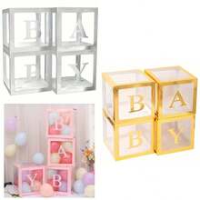 Baby Transparent Decorative Box With Letters, Birthday Party Decorations - White - View 4