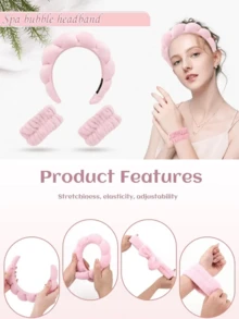 1 套多巴胺时尚弹性彩色发带发圈花形发饰握把适合女孩日常派对礼物 2024 1 套 Spa 头带和腕带套装护肤头带用于洗脸面部发夹适合浓密头发可爱蓬松海绵泡泡妆，蝴蝶结头带天鹅绒大环哑光哑光握夹粉色系列蓝色系列黑色系列造型工具套装 SPA PA 发带套装头带发箍爪夹天鹅绒发箍腕带用于洗脸护肤化妆 - 彩色 - 查看 8