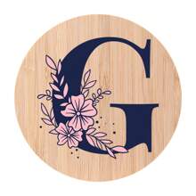 1pc Alphabet Painted Bamboo Coaster, Non-Slip Heat-Resistant Mat, Home Dining Decor, Gift Accessory Set