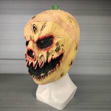 1 件万圣节恐怖南瓜乳胶头面具、角色扮演恶作剧邪恶服装道具、圣诞节 - 彩色 - 查看 4