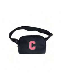 1pc Black Multifunctional Crossbody Chest Bag, Waist Bag, Nylon Waterproof Chest Bag, Men'S And Women'S Crossbody Bag, Outdoor Sports Running Waist Bag, With Adjustable Shoulder Straps, Small Waist Bag, Suitable For Exercise, Running, Hiking