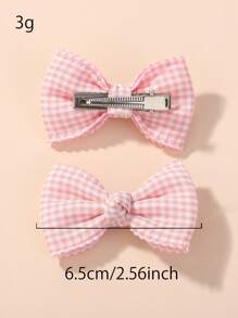 2pcs Light Pink Kids' Bow Hair Clip, Simple & Fresh Festive Girls' Ponytail Clip, Hair Accessory For Back To School Season