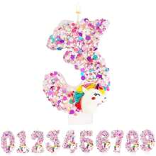 1pc Pink Unicorn Birthday Number Candles,Cake Numeric Candles Sequins 0-9 Numeral Candle,Unicorn Theme Party Cake Topper Anniversary Party Decor Supplies Cake Decorating Cake Topper Cake Decorations Cake Decor Cake Decorating Tools - Pink - View 11
