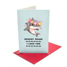 4款生日賀卡，創意有趣熱氣球貓雞鯊魚圖案賀卡，適用於家人和朋友，朋友賀卡，適用於任何場合