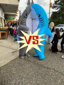Adults Inflatable Costumes Blow Up Shark Costume For Birthday Gift Cos Play Party - A - View 3