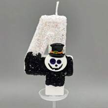 1 pieza Decoración de pastel de Halloween, velas digitales, decoración de pastel de murciélago negro fantasma de alta gama, suministros para fiesta de fotografía de atmósfera - multicolor - Ver 17