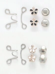 2 Pairs/Set, 3 Pcs Waist Cincher Adjustable Buckle Set, Denim Pants Extender Buckle, Pants Adjuster Buckle (Silver & Gold) - Waist Buckle - View 7