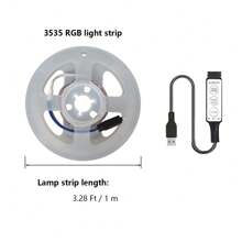 Striscia luminosa LED 3535RGB con controllo a 3 tasti tramite USB, striscia luminosa a LED RGB a sette colori per interni, decorazione della camera da letto del soggiorno, luce di sfondo per feste di Natale, atmosfera luminosa a strisce a risparmio energetico 5V