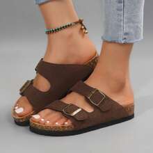 Women's Cork Insole Sandals,Soft Sandals,Adjustable Buckle Non-Slip Sandals - Coffee Brown - View 8