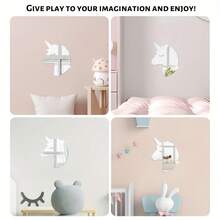 1 件现代风格精美独角兽形状图案装饰镜贴，可移除自粘亚克力镜面墙贴，墙绘，墙贴，家居装饰，卧室配件，房间装饰乙烯基贴花，用于卧室装饰，房间装饰品，用于万圣节装饰，秋季装饰，教室装饰，可移除贴纸 - 2mm - 查看 4