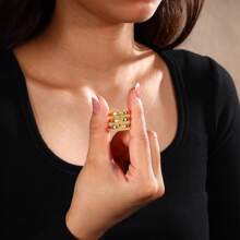 12-Month Birthstone Ring For Women, Copper Ring Setting With Colorful Rhinestones, Fashionable And Waterproof, Brand New Jewelry - Gold - View 8