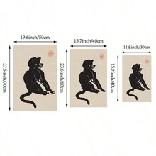 Bộ 3 Vintage Nhật Bản Tường Nghệ Thuật Tranh In Canvas Mèo Áp Phích In Hình Ếch Trang Trí Nhà Nhật Bản Ếch Nhảy Trong Nước Trang Trí Treo Tường unframed - Màu be - Xem 6