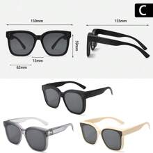 1pc Simple Versatile Oversize Square Frame Fashion Glasses, Fit Over Fashion Glasses For Nearsighted Glasses Cover, For Men Outdoor Party Vacation Travel Driving Supplies Photo Props For Summer Beach Vacation,Outdoor,Travel