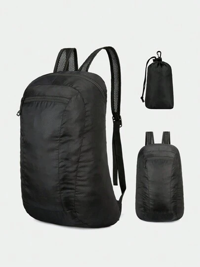 1 件 20l 可折叠户外轻便背包，大容量防水运动背包旅行背包徒步旅行夏季大学书包多功能防水露营徒步旅行背包黑色包学生多功能便携时尚休闲度假趣味礼物圣诞节感恩节礼物侧包书包健身包返校沙滩包笔记本电脑包运动生活夏季包春假包徒步旅行包周末包背包旅行必备大包学校用品学校背包春假步入春季旅行包