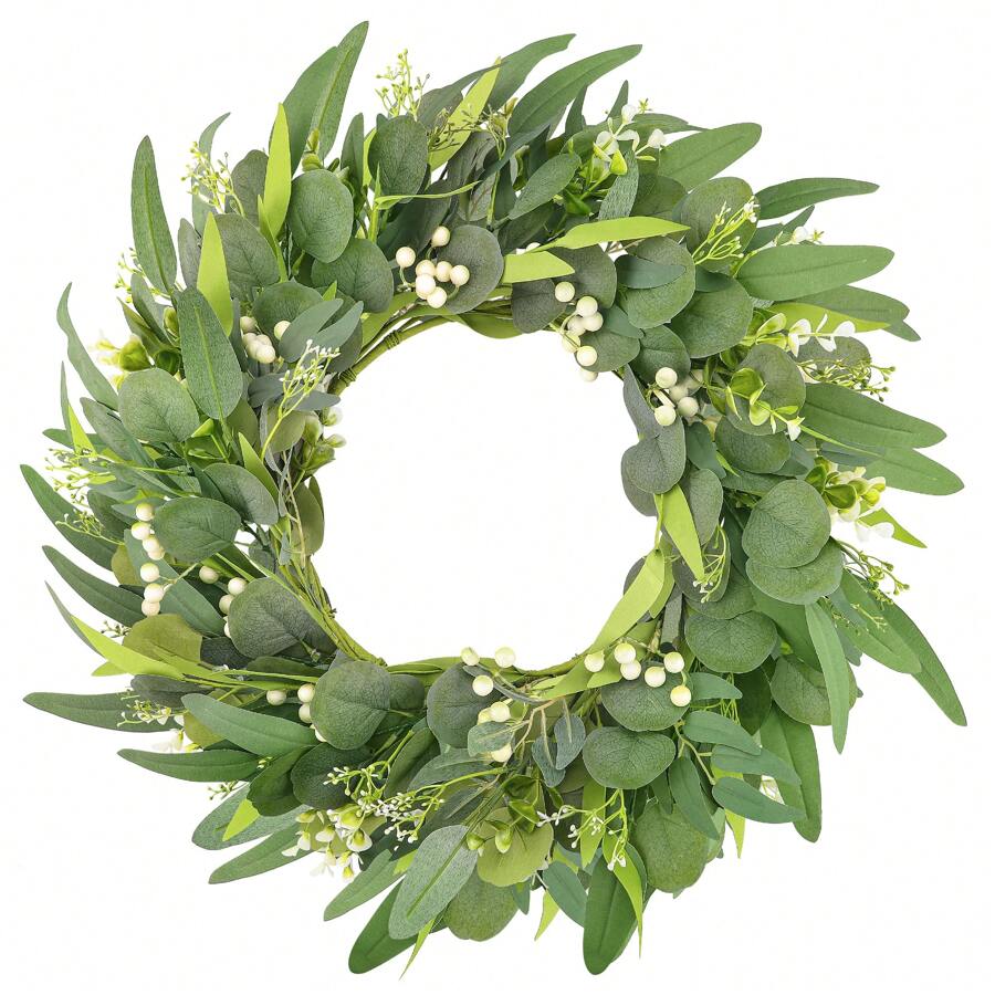 Spring Summer Wreath 24 Inch For Front Door Decor Eucalyptus Green Summer Wreath For Porch Room Farmhouse Holiday Decor - Olive Green - View 1