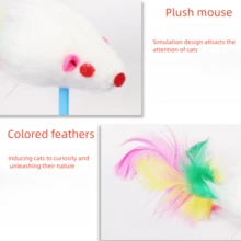 1pc Random Color Feather Mouse Toy Cat Toy, Wobble Stuffed Mouse Toy For Cats, Interactive And Smart Cat Entertainment - Multicolor - View 3