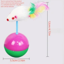 1pc Random Color Feather Mouse Toy Cat Toy, Wobble Stuffed Mouse Toy For Cats, Interactive And Smart Cat Entertainment - Multicolor - View 2