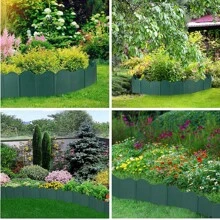 20 piezas Bordes para jardín, Decoración de borde de jardín sin excavación, Borde de paisaje de cerco para jardín, camino, macetero de césped, florero de yarda para bricolaje (verde) - Multicolor - Ver 3