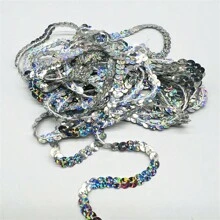 1 szt. 5 jardów 6 mm wstążka z cekinami, okrągłe płaskie cekiny, laserowo brokatowe cekiny do rękodzieła, szycia, akcesoriów, lamówka z cekinami