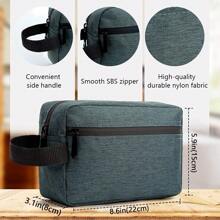 1pc Custom Logo  Travel Toiletry Bag For Women And Men, Water-Resistant Shaving Bag For Toiletries Accessories, Foldable Storage Bags With Divider And Handle For Cosmetics Brushes Tools - Grey - View 2