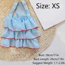 1入組撞色滾邊寵物連衣裙適用於狗狗和貓適合夏天 - 藍色 - 查看 10