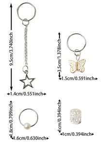 29件套混款银色仿珍珠蝴蝶发圈，女士及女孩发饰，迷人发夹，发饰，头部饰品，女士发饰 - 銀色 - 查看 6