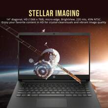 HP Stream 14" HD BrightView Laptop, Intel Celeron N4120, 8GB/16GB RAM, UP TO 256GB Storage (128GB Emmc+ 128GB Docking Station Set), Intel UHD Graphics, 720p Webcam, Wi-Fi, 1 Year Office 365, Win 11 S - 黑色 - 查看 3