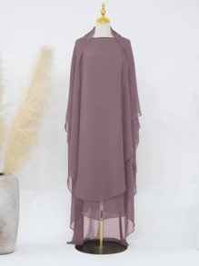 Khăn trùm đầu bằng vải voan hai lớp nâng cấp một màu trơn, phụ kiện abaya thời trang và khăn che mặt dài thanh lịch cho trang phục dự tiệc hàng ngày, khăn trùm đầu mềm mại, quần áo che mặt - Nhiều màu - Xem 7