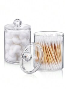 4pcs Makeup Round Pads Holder, Makeup Round Pad Holder Makeup Remover, Acrylic Makeup Pads Storage Box Container Dispenser Storage Display Stand,For Holiday Beach, Bathroom Collection, Bedroom Collection, Large Capacity - Clear - View 9