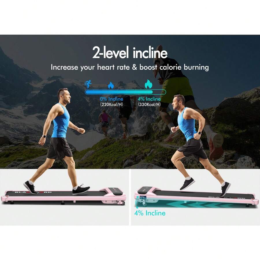 BLACK LORD MS2 Electric Under Desk Walking Pad Treadmill With Incline,3.4HP Fitness Equipment Black, Jogging And Running Exercise Cardio Trainer With Bluetooth Remote Control For Home Gym And Office