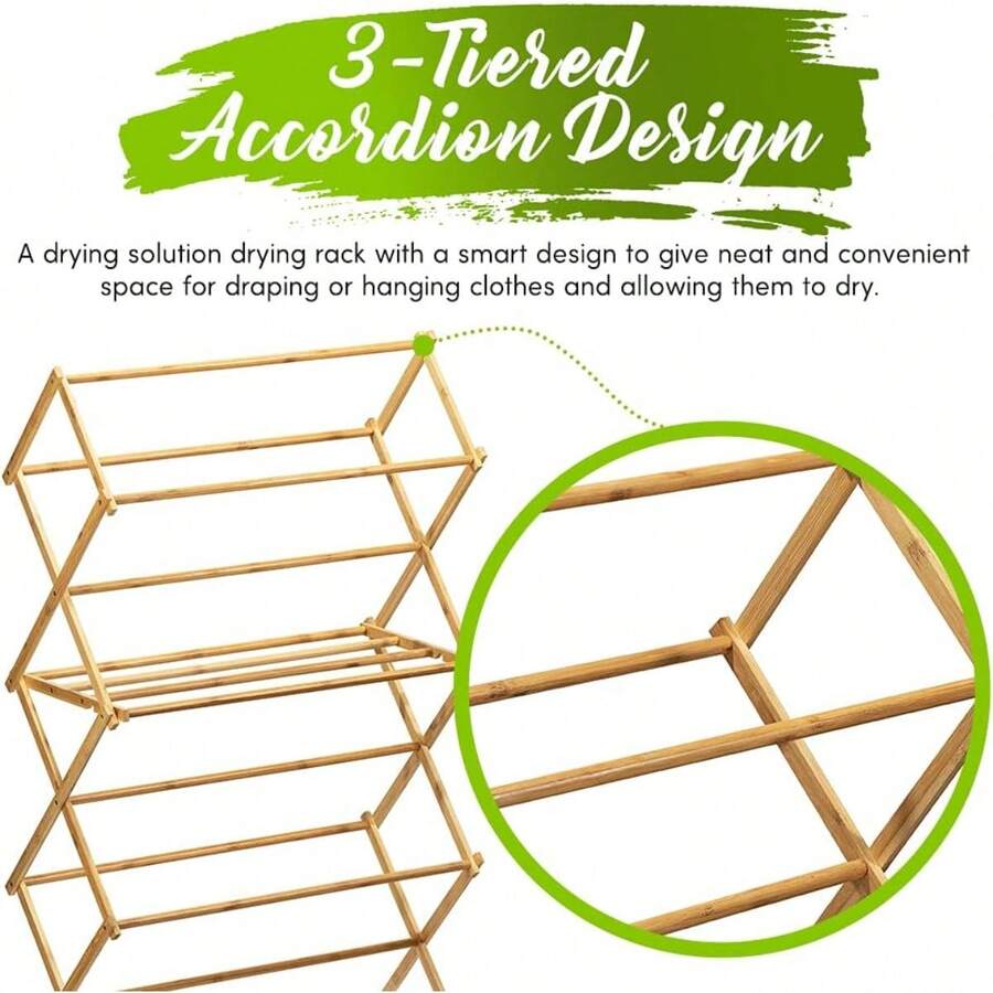 Bamboo Laundry Drying Rack For Clothes, Wood Clothing Dryer, Extreme