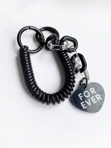 1pc Solid Color Minimalist Fun Ins Style PS Plastic Card Cover Portable Black Card Holder With Heart Keychain Women's Suitable For Daily Bus Card Protection Cover ID Badge Holder Card Storage Cover - Black - View 10