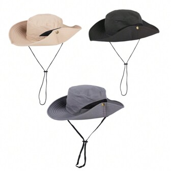 Fishing Hat UV Protection Sun Hat Wide Brim Bucket Hat Foldable Boonie Hat Windproof UPF50+ UV Protection Bucket Beach Mesh Sun Hat With Adjustable Chin Strap