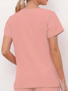 V-Neck Short Sleeve Casual Work Scrub Uniform T-Shirt