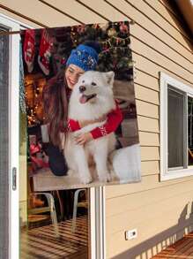 1pc Customizable Photo Of Pet, Family, Couple, Friends Portrait, Double-Sided Linen Garden Flag, Home Decor, Outdoor Decor, Yard Decor, Garden Decor (Flagpole Not Included)