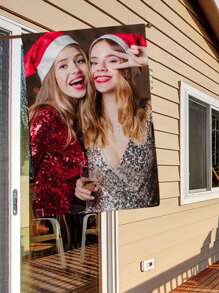 1pc Customizable Photo Of Pet, Family, Couple, Friends Portrait, Double-Sided Linen Garden Flag, Home Decor, Outdoor Decor, Yard Decor, Garden Decor (Flagpole Not Included)