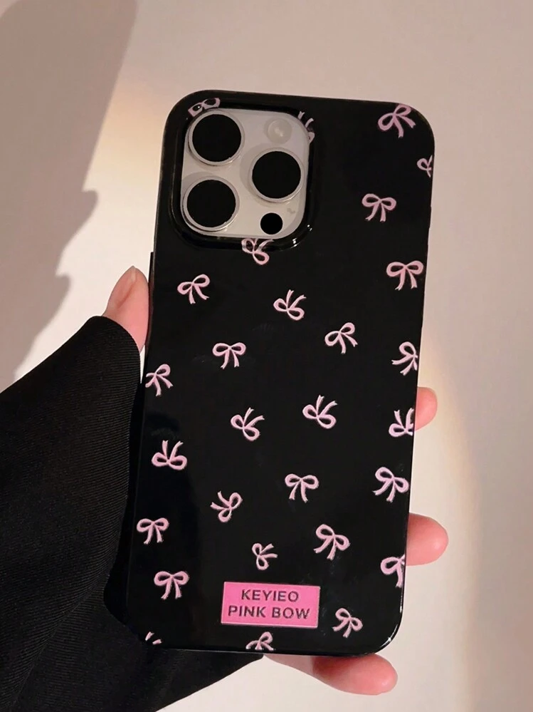 Custodia Fiocco e Cuori 3D Rosa Compatibile con iPhone 16 Pro Max - Cover in TPU con Cornice Elettrolitica