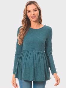 3pcs Maternity Loose Round Neck Long Sleeve T-Shirt, Spring And Autumn - Dark Green - View 3