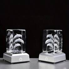 Color-Morphing USB Dolphin LED Crystal Night Light - Touch-Controlled, Elegant Bedroom Decor & Gift